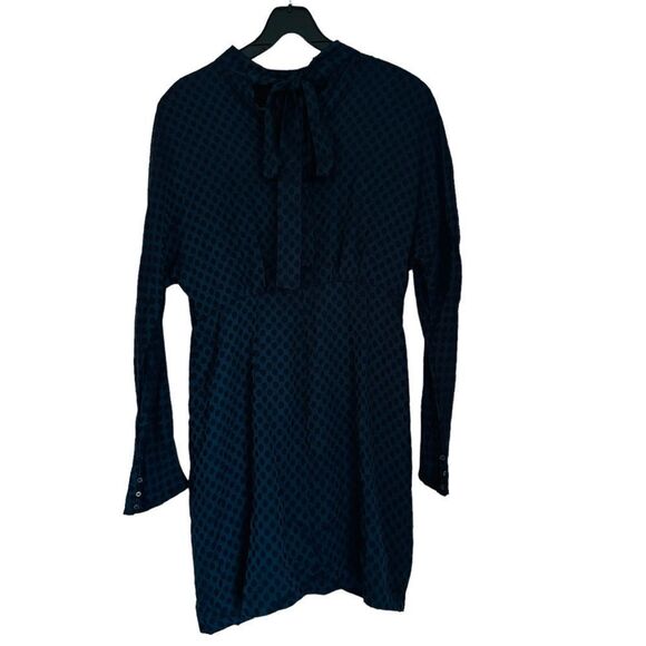 Zara Navy On Navy Polka Dot Dress Size Medium - Picture 3 of 7